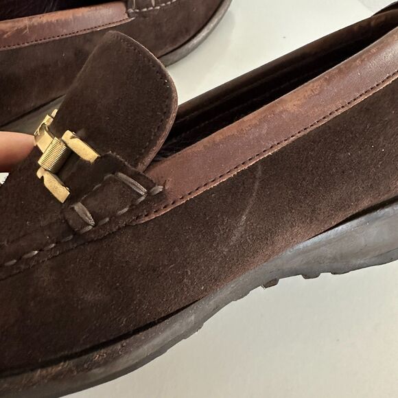 Vintage Salvatore Ferragamo Suede Penny Loafer Gold Buckle Brown Men\'s Size 8 main image 11